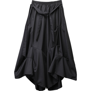 山本立裁压褶设计裙裤男小众耀司暗黑宽松A型裤发型师武士阔腿裤