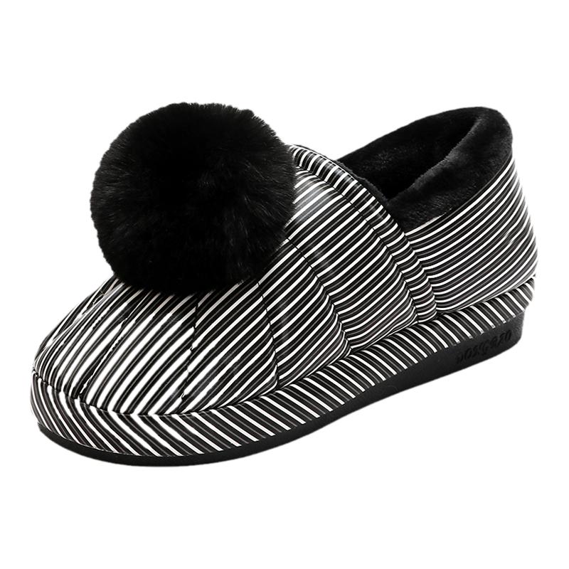 棉拖鞋女包跟情侣居家毛球皮质防水室内保暖厚底月子秋冬季棉鞋