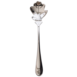 18-10不锈钢ins北欧轻奢复古浮雕镂空叶子贵族下午茶冰激凌甜品勺