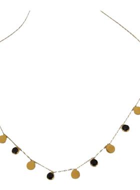 暖心/欧美风高级感项链钛钢女拼色锆石镶嵌轻奢设计感锁骨链信物