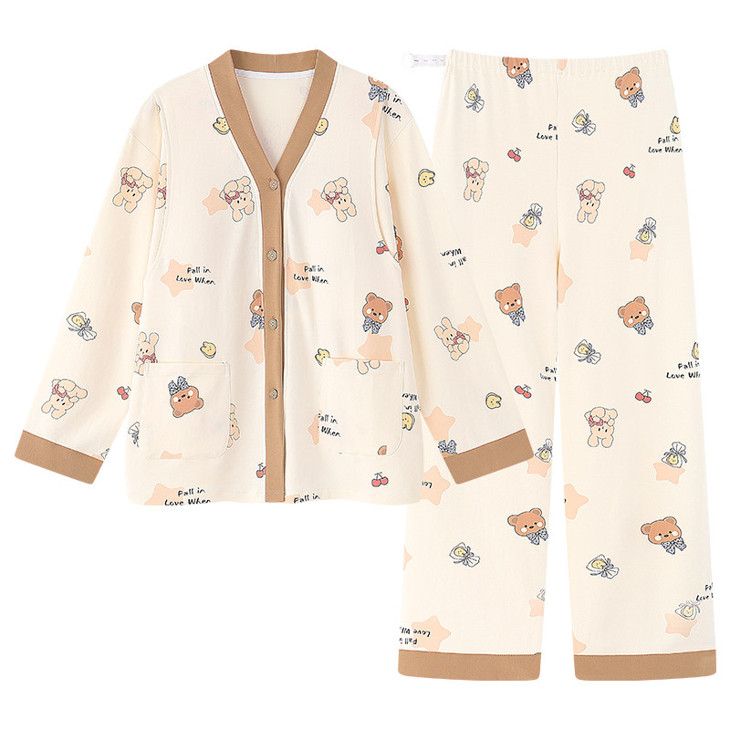 春秋纯棉宽松吸汗哺乳月子家居服