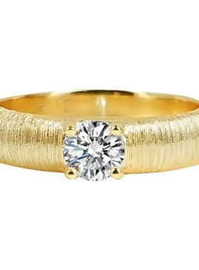 中古风布家金属拉丝925银戒指