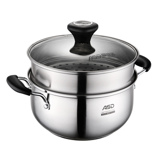 爱仕达304不锈钢汤锅20/22/24cm 家用厚底大号炖锅燃气电磁炉通用