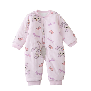 男女宝宝开裆连体衣秋冬棉服婴儿夹棉保暖哈衣爬服睡衣外穿棉衣