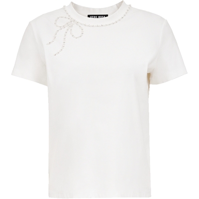 VeroModa蝴蝶仿珍珠装饰T恤