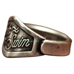 S925纯银男戒盾牌字母尾戒复古欧美风个性男士戒指潮流粗旷现个性