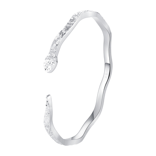 水贝银饰官方旗舰店碎冰冰手镯女足银S999实心开口蛇镯子七夕礼物