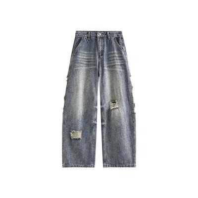 IT时尚破洞阔腿牛仔裤