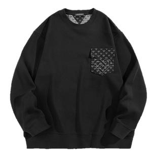 太平鸟男装 胸前口袋印花休闲卫衣抽带潮流潮牌阔版卫衣