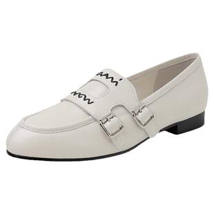 百搭休闲 Literary乐福鞋子女鞋单鞋牛皮真皮低跟平底鞋圆头纯色