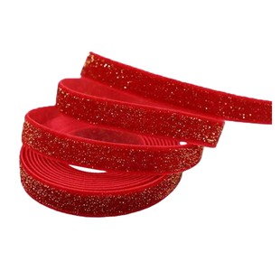 新年红色天鹅绒织带丝带 丝绒缎带节日礼盒包装缎带 圣诞场景装饰