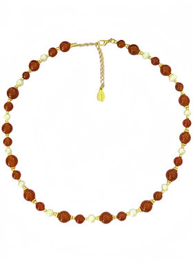 绯色珠玑｜天然红玛瑙淡水珍珠