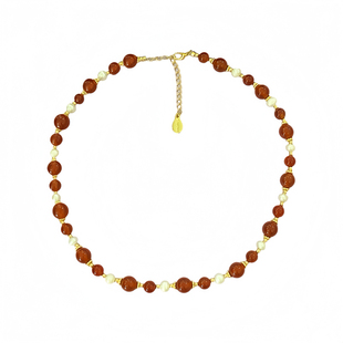 「绯色珠玑」复古天然红玛瑙淡水珍珠新中式设计感串珠项链锁骨链