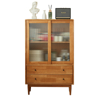 北欧全实木斗柜客厅卧室收纳储物柜玻璃门抽屉柜简约现代立柜