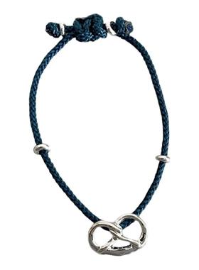 手工扭结面包电镀925银编织手链