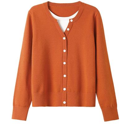 欧莎香芋紫假两件短款针织衫