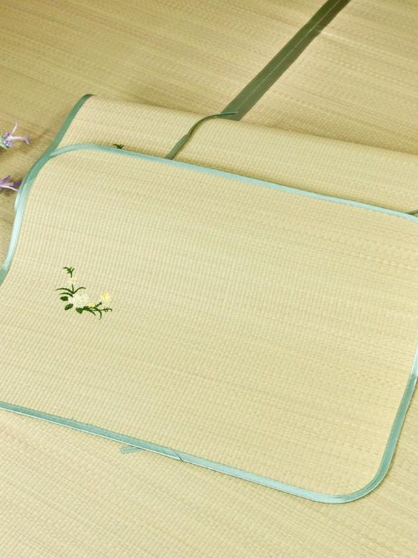 凉席草席枕片枕皮一对装2条兰草成人枕头套子夏天然蔺草枕巾枕席