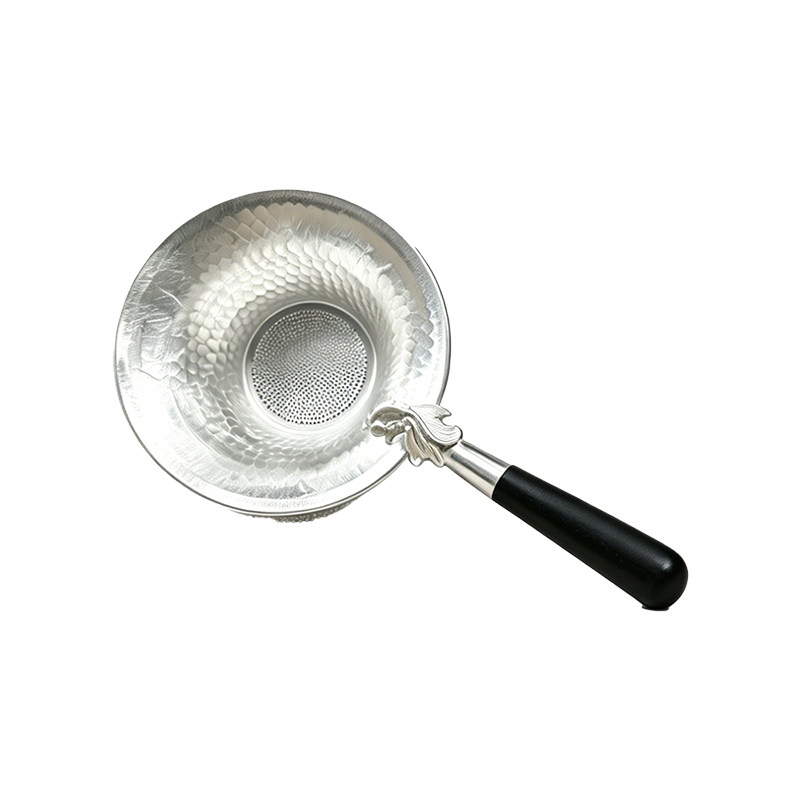 银盟足银999仿水晶稳家精品木柄锦鲤茶漏滤水纯银茶叶过滤器茶滤