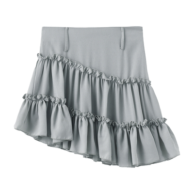 CUBIC荷叶边雪纺肌理半裙