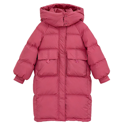 贝田女童冬季加厚中长款羽绒服
