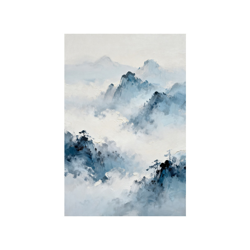 可班纯手绘油画云栖福岭玄关挂画