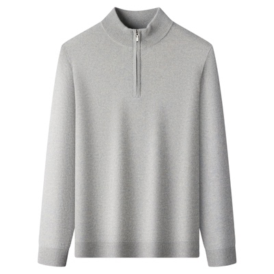 LP100%纯山羊绒衫半高拉链立领