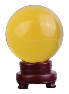 黄色水晶球开业礼品透明白色摆设