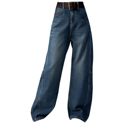 秋季宽松显瘦女牛仔弯刀裤阔腿裤