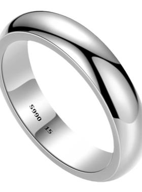 S925银男女泥鳅背圆素圈男女戒指