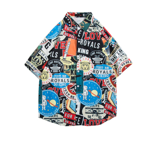 夏季港式沙滩花衬衫短袖东南亚海岛花衬衣拍摄海边海南度假情侣潮