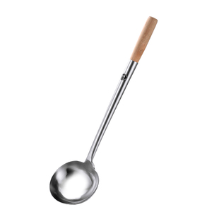 304不锈钢炒勺厨师专用炒菜勺加长柄打菜勺饭店大号汤勺家用商用