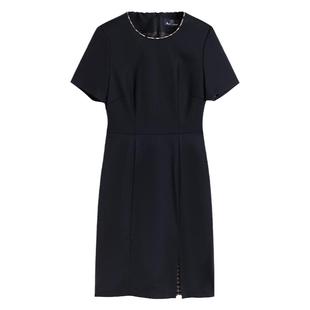 Aquascutum/雅格狮丹秋冬新品时尚女装修身开叉连衣裙Q5073EL011