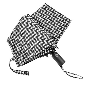 105CM晴雨伞简约时尚黑白千鸟格超轻全自动伞三折叠双人抗风男女