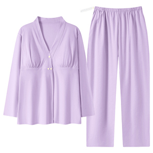 古今睡衣女款月子服孕妇磨毛发热长袖产后哺乳期带胸垫家居服套装