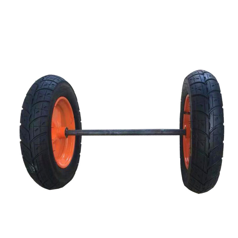 350-10/300-10充气轮16寸18寸小推车轮胎两轮连轴橡胶轮子40/42cm