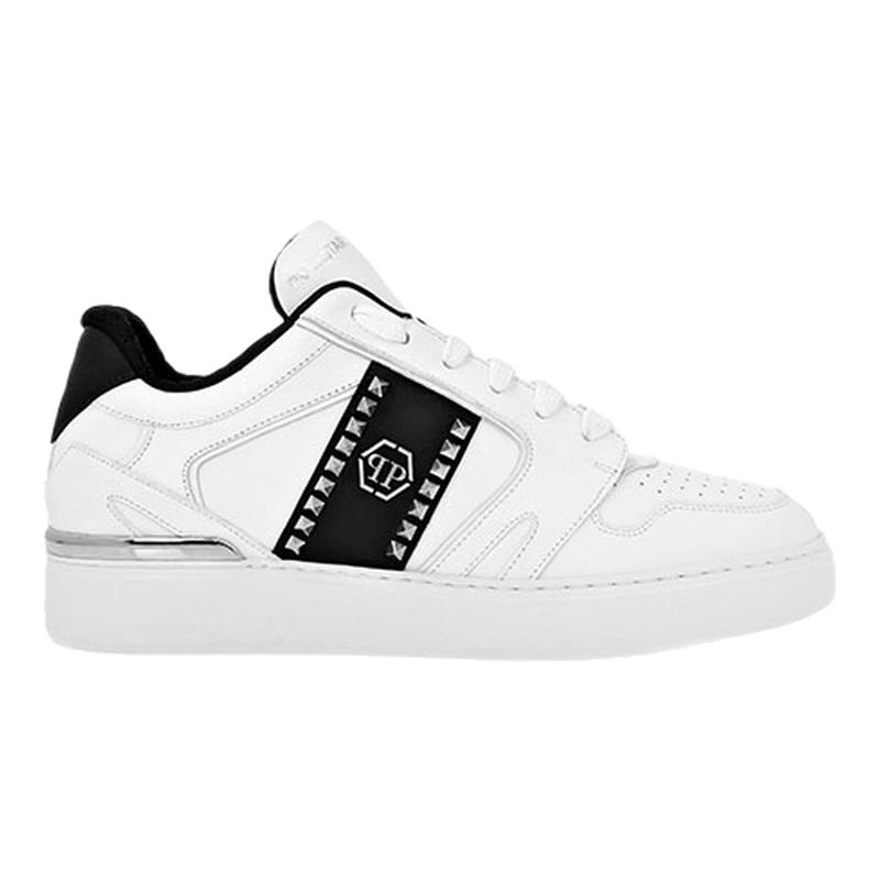 PHILIPP PLEIN 男女同款ROCK$TAR皮革铆钉低帮板鞋