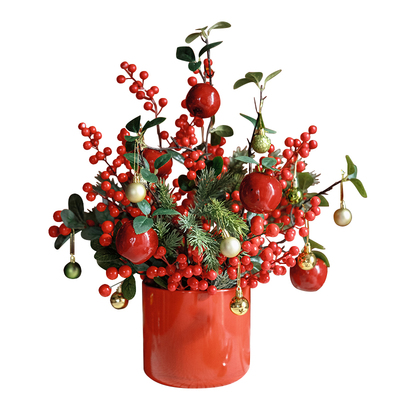 圣诞节装饰摆件轻奢高档仿真花