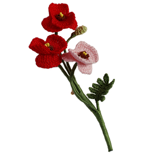 手工diy钩针编织虞美人微钩花朵耳环胸针饰品材料包 创意礼物教程