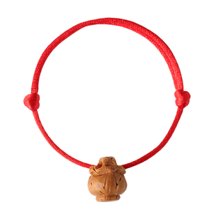 桃核红绳防惊吓手链原籽雕刻手绳婴儿挂件龙纹桃核桃木护身符挂件