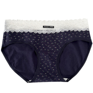 「小杏芙」少女士内裤纯棉加长裆中腰新款蕾丝花边甜美碎花三角裤