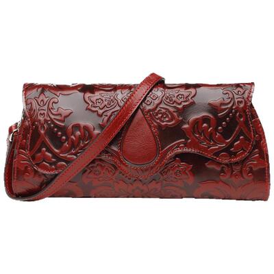 立体压花真皮大容量手拿包宴会包