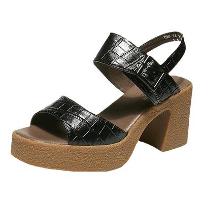 夏季鱼嘴坡跟凉鞋宝迪美崎