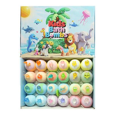 跨境24个装玩具爆炸浴盐球bath bombs动物公仔玩具精油沐浴泡澡球