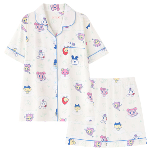 tamagotchi拓麻歌子睡衣女夏季短袖纯棉麻美吉家居服个性简约可爱