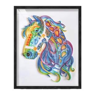 40x50cm衍纸手工零基础插槽材料包套装骏马挂画家居DIY框画挂墙