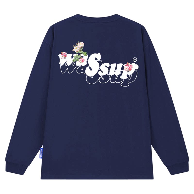 WASSUP花朵绽放重磅长袖T恤情侣