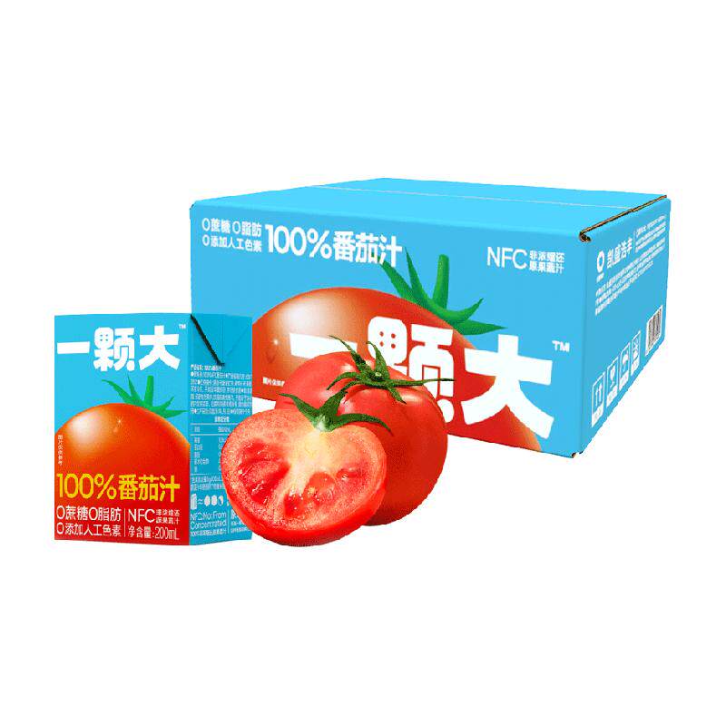 【一颗大】100%NFC番茄汁新鲜果蔬汁200ml*10盒鲜榨果蔬汁0添加