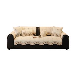 高级感真皮沙发垫四季通用2025新款固定防滑异形不规则坐垫盖布巾