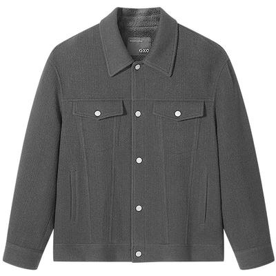 GXG男装 黑色肌理通勤短款大衣外套24冬季品G24X064008