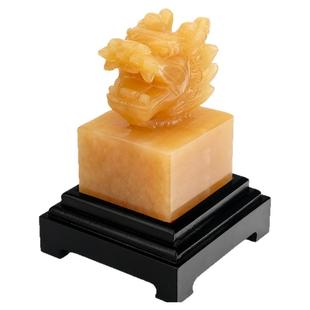 天然玉石龙头玉玺印章龙头大印客厅玄关酒柜中式工艺品装饰摆件